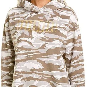 Puma Camouflage Cropped Hoodie Tan / Beige Color Size:Medium